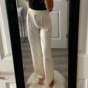 Zara beige/cream flowy satin pants